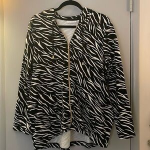 Susan Graver Black and White Zebra Zip Up Jacket